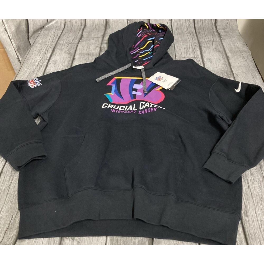 NWT Women’s Nike Cincinnati Bengals Crucial Catch Hoodie Black Oversized Medium